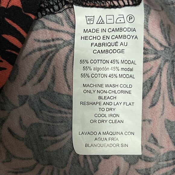 Michael Michael Kors Crop Shirt Top Womens S Cotton Modal Tropical Hibiscus - Picture 7 of 11